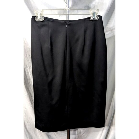 Vintage 90s KAY UNGER New York Sleek Black Knee Length Pencil Skirt Lined Size 2 - Picture 9 of 9